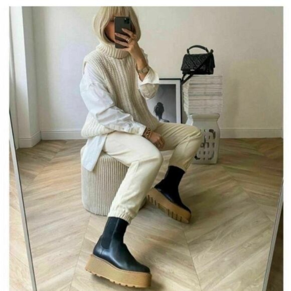 Womens Chunky Boots Chelsea Platform Whimsigoth Edgy Modern Casual 40 Grunge
